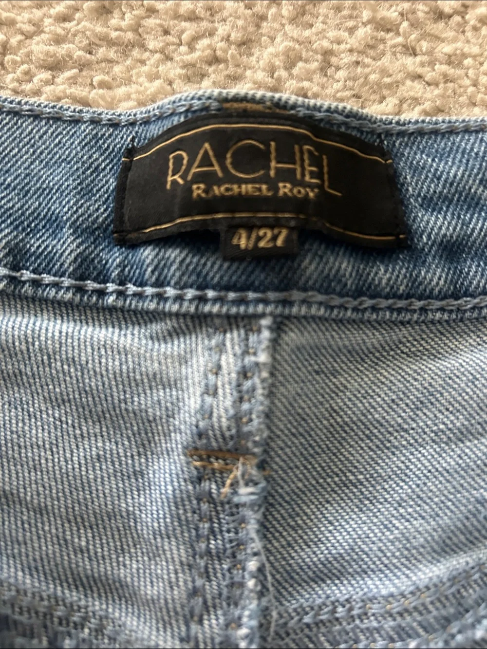 RACHEL Medium Blue Denim Button-Front Frayed Hem Shorts